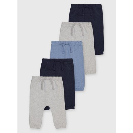 Blue & Grey Joggers 5 Pack - 3-6 months